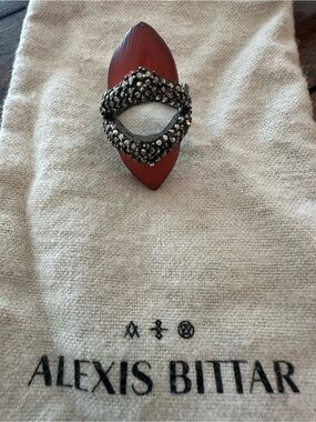 Alexis Bittar Coral Marquise Stone Ring with Crystal Pavé